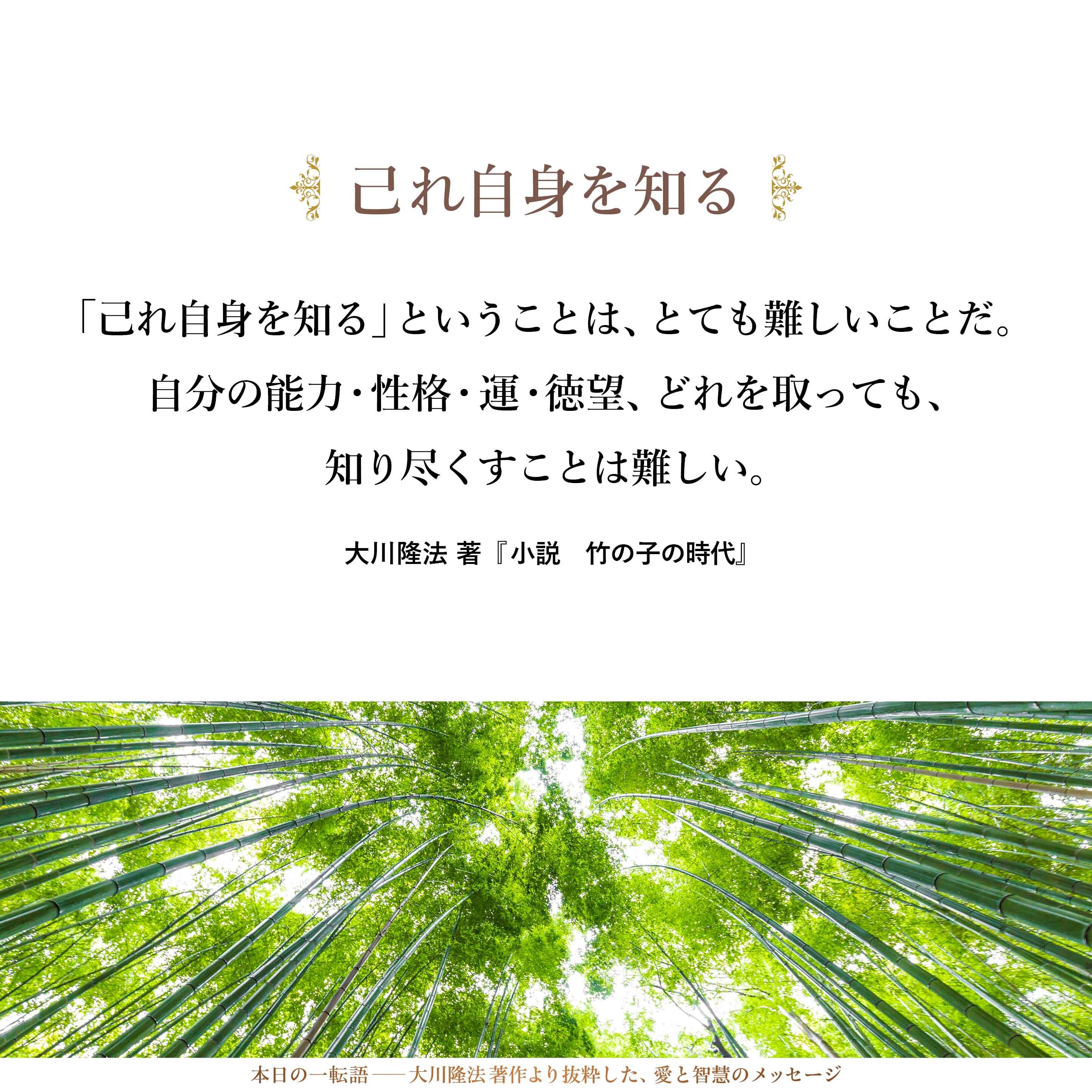 「己れ自身を知る」ということは、とても難しいことだ。自分の能力・性格・運・徳望、どれを取っても、知り尽くすことは難しい。たとえ親の言葉であったり、兄弟姉妹の諫言（きつい意見）であったとしても、いったんは受け止めた上で、自分として責任の取れる判断と行動をしなければならない。